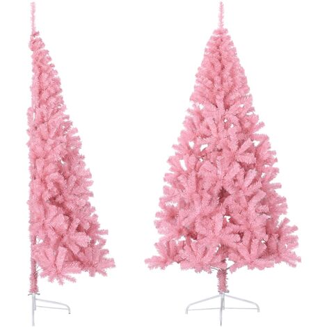 Artificial Half Christmas Tree with Stand Pink 240 cm PVC vidaXL