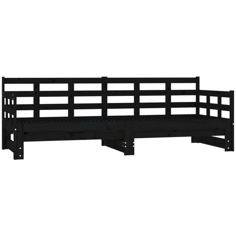 Pull-out Day Bed without Mattress Black 2x(80x200) cm vidaXL