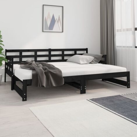 Pull-out Day Bed without Mattress Black 2x(80x200) cm vidaXL