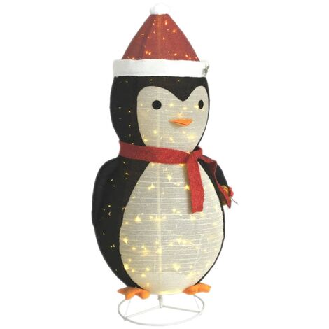Decorative Christmas Snow Penguin Figure LED Luxury Fabric 180cm vidaXL