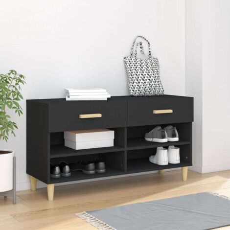 Shoe Cabinet Black 102x35x55 cm Engineered Wood vidaXL