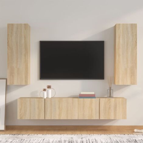 4 Piece TV Cabinet Set Sonoma Oak Engineered Wood vidaXL (1/5)