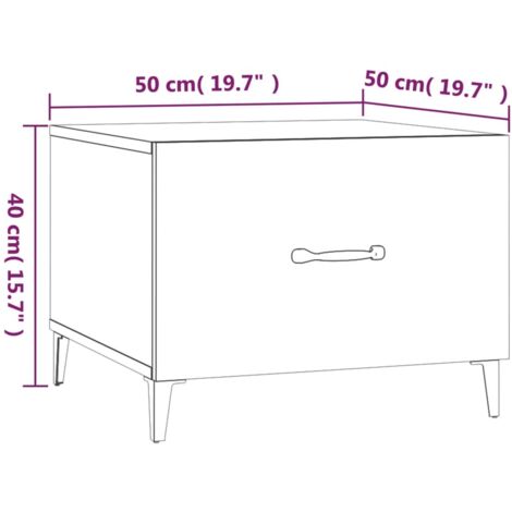 Coffee Table with Metal Legs Smoked Oak 50x50x40 cm vidaXL