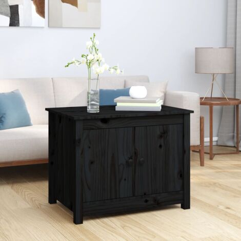 Coffee Table Black 71x49x55 cm Solid Wood Pine vidaXL (1/5)
