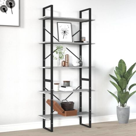 5-Tier Book Cabinet Grey Sonoma 80x30x175 cm Engineered Wood vidaXL