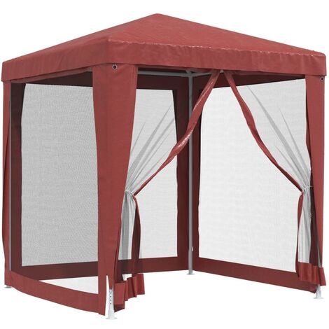 Party Tent with 4 Mesh Sidewalls Red 2x2 m HDPE vidaXL