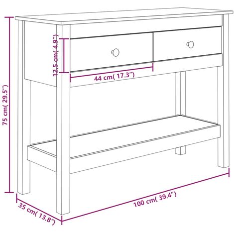 Console Table 100x35x75 cm Solid Wood Pine vidaXL