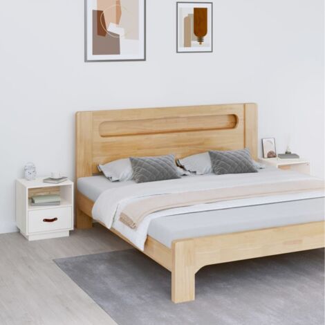 Bedside Cabinets 2 pcs White 40x34x45 cm Solid Wood Pine vidaXL (1/5)