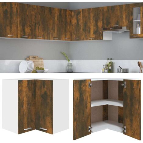 Hanging Corner Cabinet Lyon Smoked Oak 57x57x60 cm Engineered Wood vidaXL