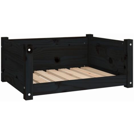 Dog Bed Black 65.5x50.5x28 cm Solid Pine Wood vidaXL