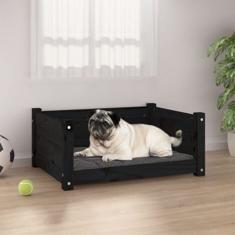 Dog Bed Black 65.5x50.5x28 cm Solid Pine Wood vidaXL