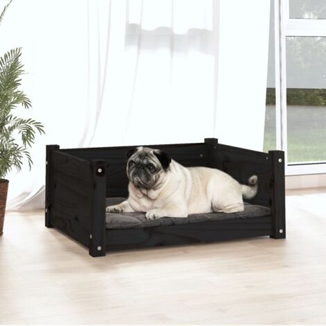 Dog Bed Black 65.5x50.5x28 cm Solid Pine Wood vidaXL