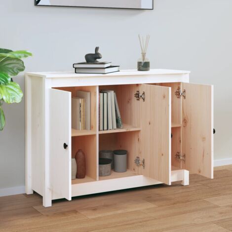 Sideboard White 100x35x74 cm Solid Wood Pine vidaXL