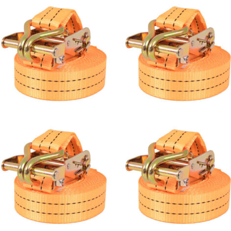 Ratchet Tie Down Straps 4 pcs 1 Tonnes 6mx38mm Orange vidaXL