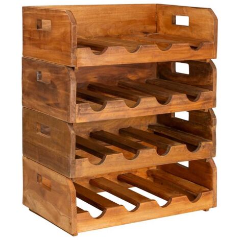 vidaXL Wine Racks 4 pcs for 16 Bottles Solid Mahogany Wood