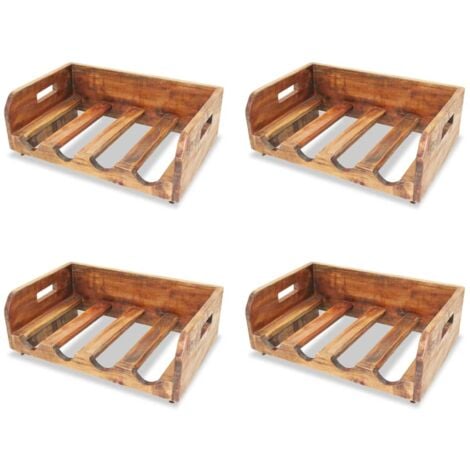 Vidaxl Wine Racks 4 Pcs For 16 Bottles Solid Reclaimed Wood Brown