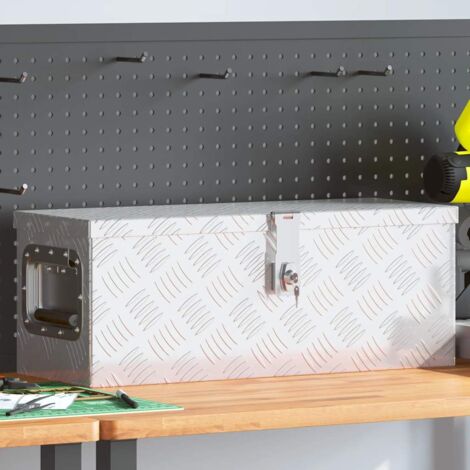 Storage Box Silver 60x23.5x23 cm Aluminium vidaXL
