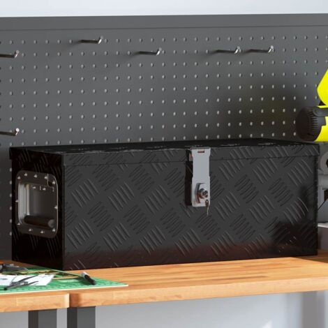 Storage Box Black 60x23.5x23 cm Aluminium vidaXL