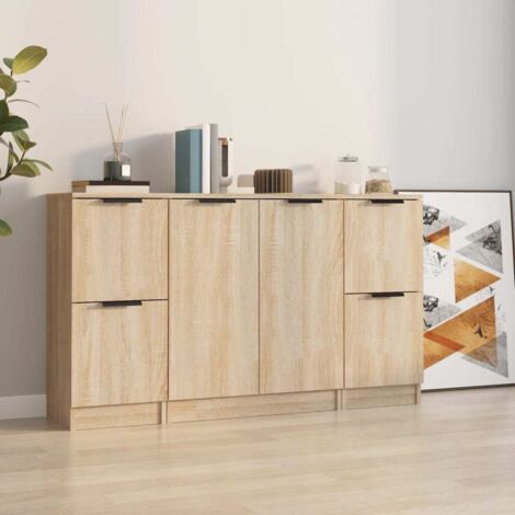 Sideboards 3 pcs Sonoma Oak Engineered Wood vidaXL