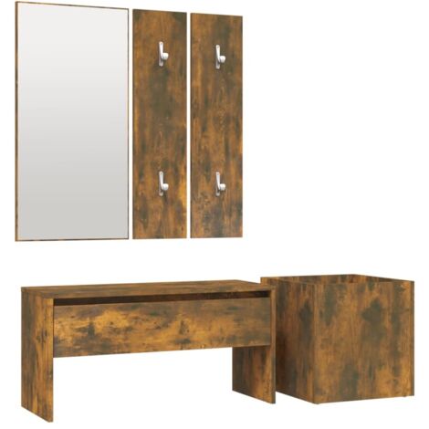Hallway Furniture Set Smoked Oak Engineered Wood vidaXL