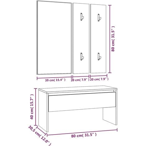 Hallway Furniture Set Smoked Oak Engineered Wood vidaXL