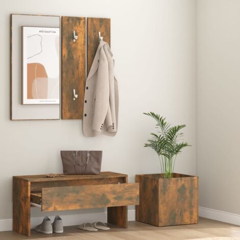 Hallway Furniture Set Smoked Oak Engineered Wood vidaXL