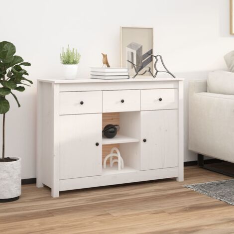 Sideboard White 100x35x74,5 cm Solid Wood Pine vidaXL