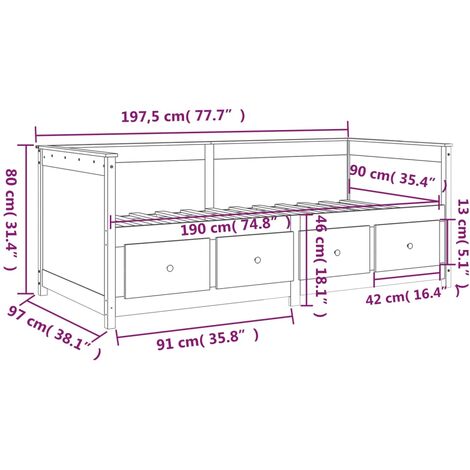 Day Bed without Mattress 90x190 cm Single  Solid Wood Pine vidaXL