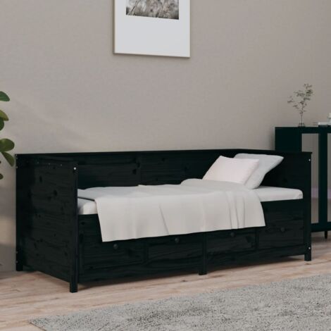 Day Bed without Mattress Black 90x190 cm Single  Solid Wood Pine vidaXL