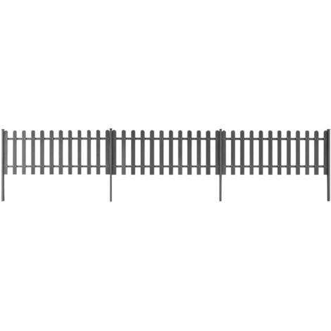 vidaXL Picket Fence with Posts 3 pcs WPC 600x60 cm - Grey
