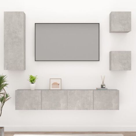 5 Piece TV Cabinet Set Concrete Grey Engineered Wood vidaXL (1/5)