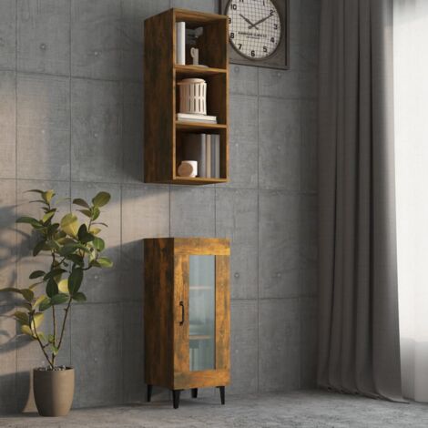 Wall Cabinet Smoked Oak 32.5x34.5x90 cm Engineered Wood vidaXL