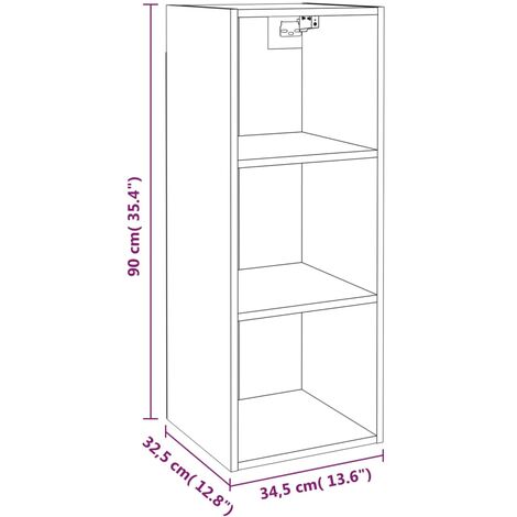 Wall Cabinet Smoked Oak 32.5x34.5x90 cm Engineered Wood vidaXL