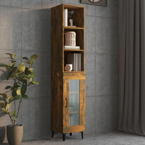 Wall Cabinet Smoked Oak 32.5x34.5x90 cm Engineered Wood vidaXL