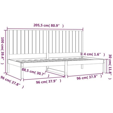 Day Bed without Mattress 90x200 cm Solid Wood Pine vidaXL