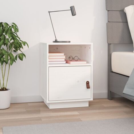 Bedside Cabinet White 40x34x55 cm Solid Wood Pine vidaXL
