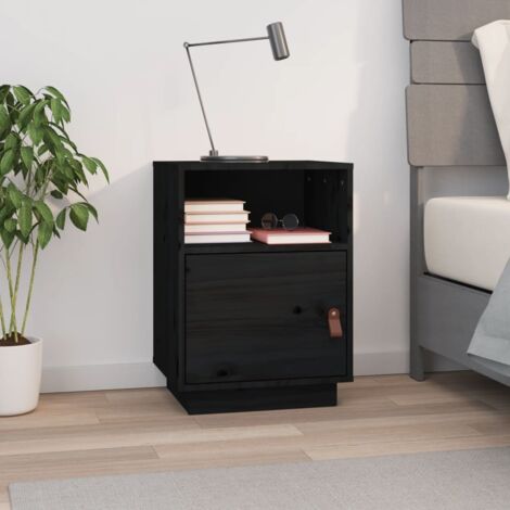Bedside Cabinet Black 40x34x55 cm Solid Wood Pine vidaXL