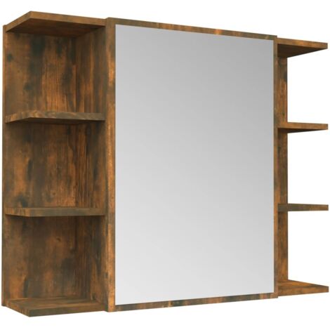Bathroom Mirror Cabinet Smoked Oak 80x20.5x64 cm Engineered Wood vidaXL