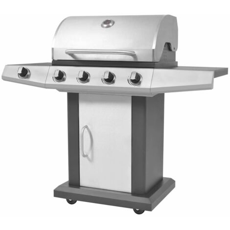 Gas Barbecue Grill Silver Stainless steel vidaXL (1/5)