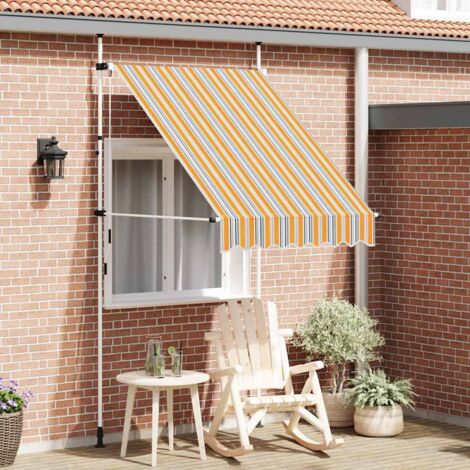 Manual Retractable Awning 150 cm Yellow and Blue Stripes vidaXL