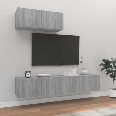 3 Piece TV Cabinet Set Grey Sonoma Engineered Wood vidaXL (1/5)