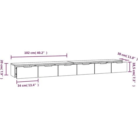 Wall Cabinets 2 pcs Grey Sonoma 102x30x20 cm Engineered Wood vidaXL