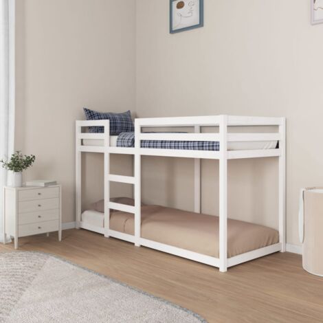 Bunk Bed without Mattress White 75x190 cm Small Single Solid Wood Pine vidaXL