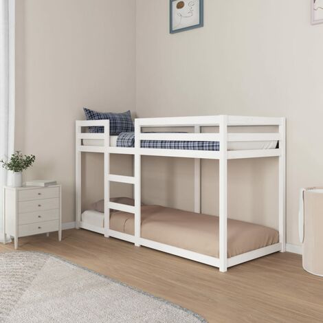Bunk Bed without Mattress White 75x190 cm Small Single Solid Wood Pine vidaXL