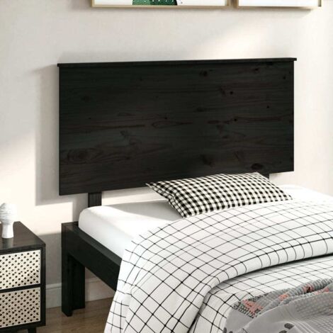 Bed Headboard Black 124x6x82.5 cm Solid Wood Pine vidaXL (1/5)