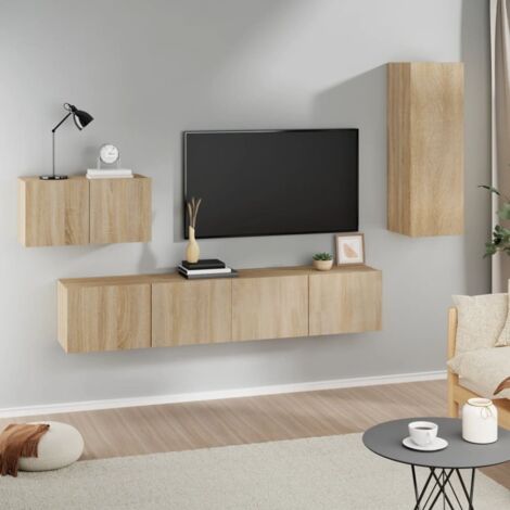 4 Piece TV Cabinet Set Sonoma Oak Engineered Wood vidaXL (1/5)