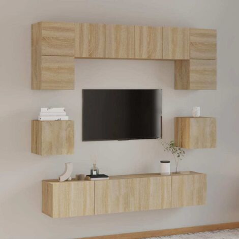 8 Piece TV Cabinet Set Sonoma Oak Engineered Wood vidaXL (1/5)