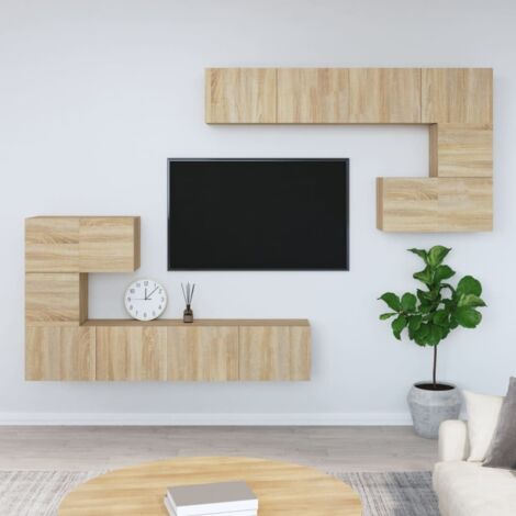 Wall-mounted TV Cabinet Sonoma Oak Engineered Wood vidaXL (1/5)