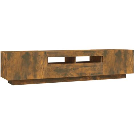 2 Piece TV Cabinet Set with LED Lights Smoked Oak Engineered Wood vidaXL