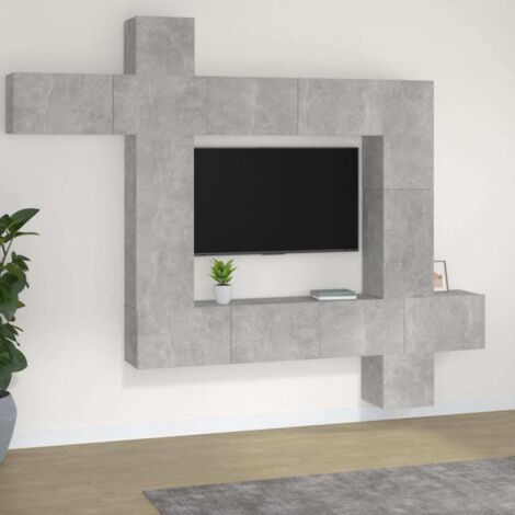9 Piece TV Cabinet Set Concrete Grey Engineered Wood vidaXL (1/5)